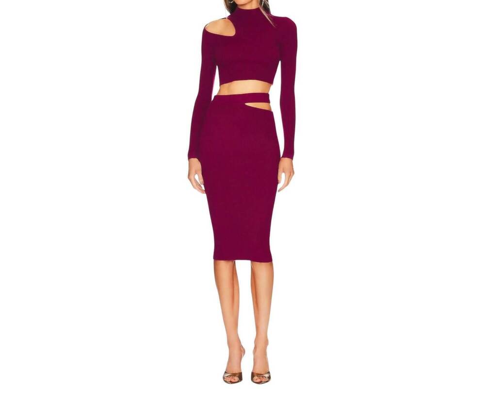 NEW MICHAEL COSTELLO annalisa cutout knit 2-piece set in dark raspberry
